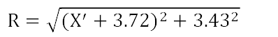 X'=(3.72cosθ-1.57sinθ)/(1-cosθ)